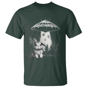 Funny Easter Day UFO Bunny Alien Eggs T Shirt TS11 Dark Forest Green Print Your Wear
