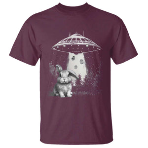 Funny Easter Day UFO Bunny Alien Eggs T Shirt TS11 Maroon Print Your Wear