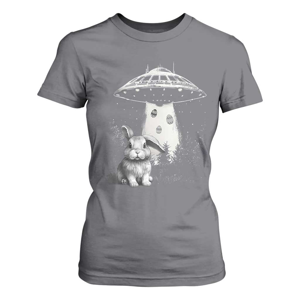 Funny Easter Day UFO Bunny Alien Eggs T Shirt For Women TS11 Charcoal Print Your Wear