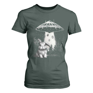 Funny Easter Day UFO Bunny Alien Eggs T Shirt For Women TS11 Dark Forest Green Print Your Wear