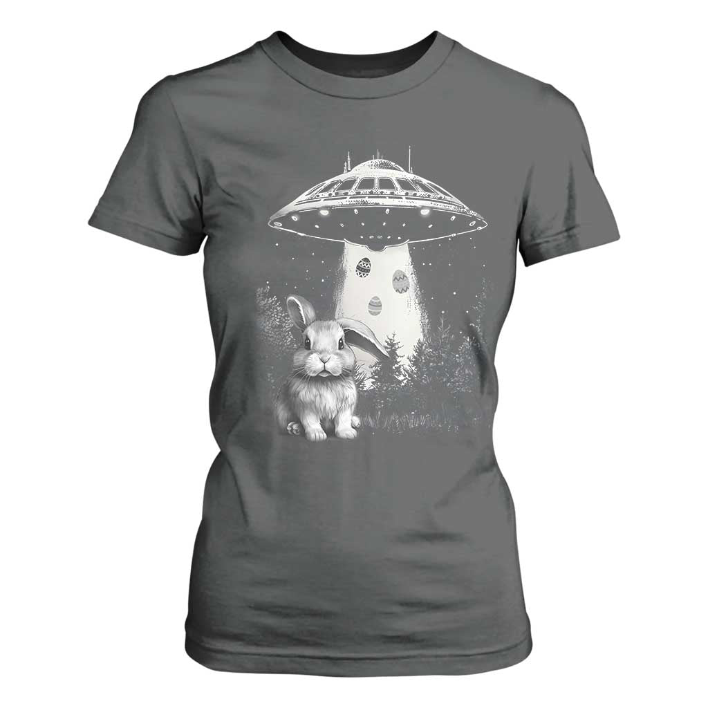 Funny Easter Day UFO Bunny Alien Eggs T Shirt For Women TS11 Dark Heather Print Your Wear