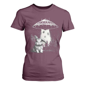 Funny Easter Day UFO Bunny Alien Eggs T Shirt For Women TS11 Maroon Print Your Wear