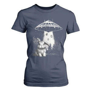 Funny Easter Day UFO Bunny Alien Eggs T Shirt For Women TS11 Navy Print Your Wear