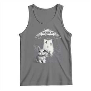 Funny Easter Day UFO Bunny Alien Eggs Tank Top TS11 Black Heather Print Your Wear