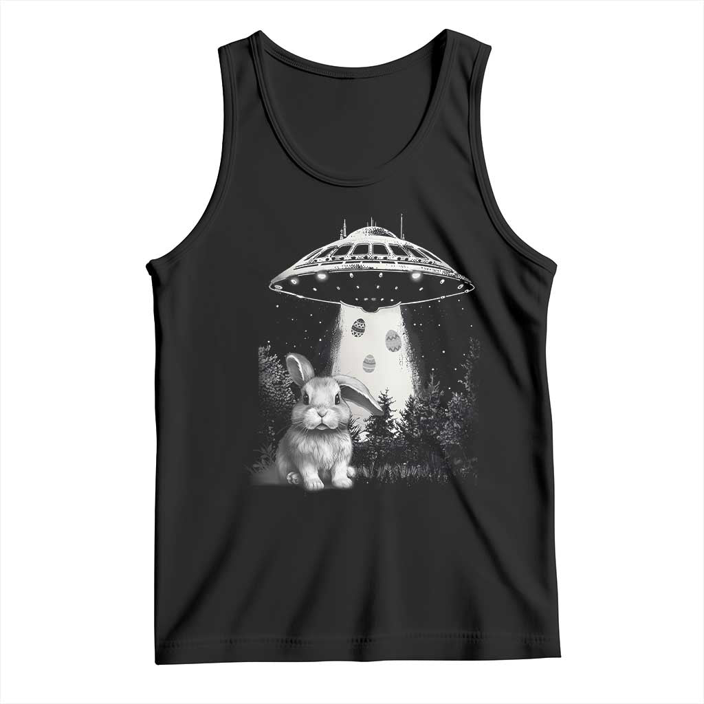 Funny Easter Day UFO Bunny Alien Eggs Tank Top TS11 Black Print Your Wear