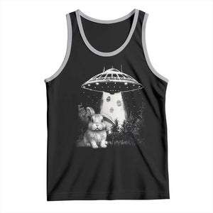 Funny Easter Day UFO Bunny Alien Eggs Tank Top TS11 Black Athletic Heather Print Your Wear