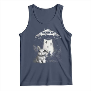 Funny Easter Day UFO Bunny Alien Eggs Tank Top TS11 Navy Print Your Wear