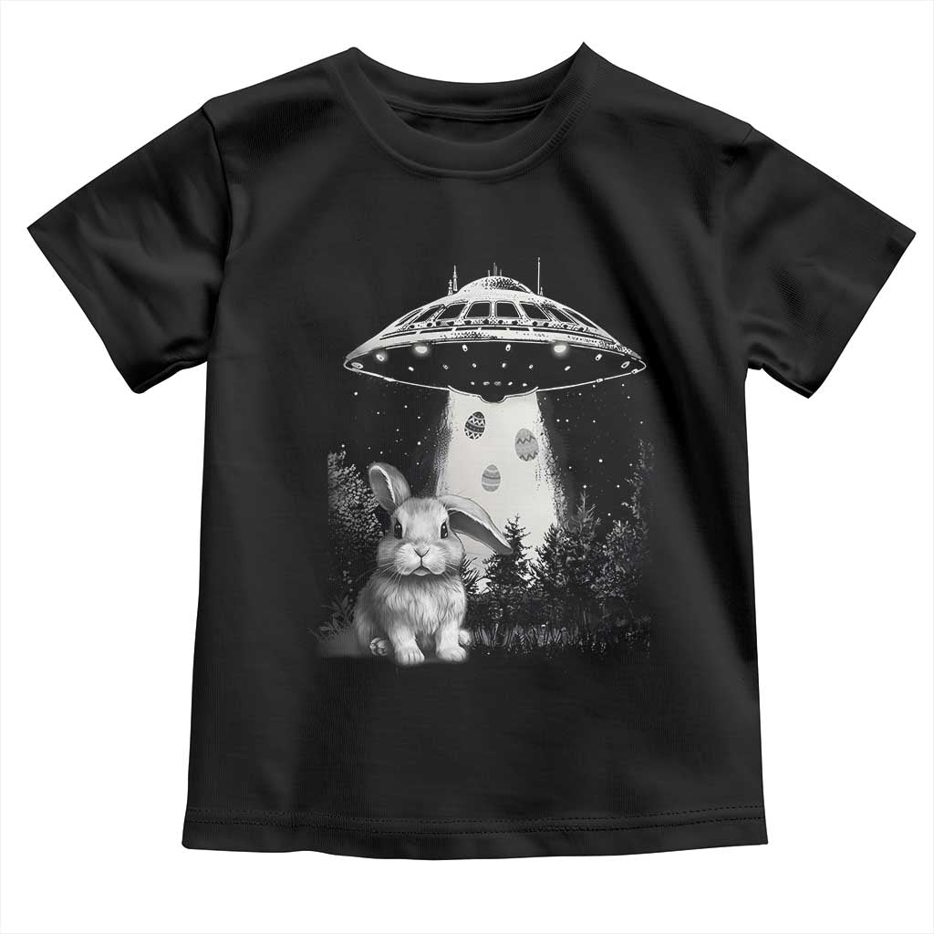 Funny Easter Day UFO Bunny Alien Eggs Toddler T Shirt TS11 Black Print Your Wear