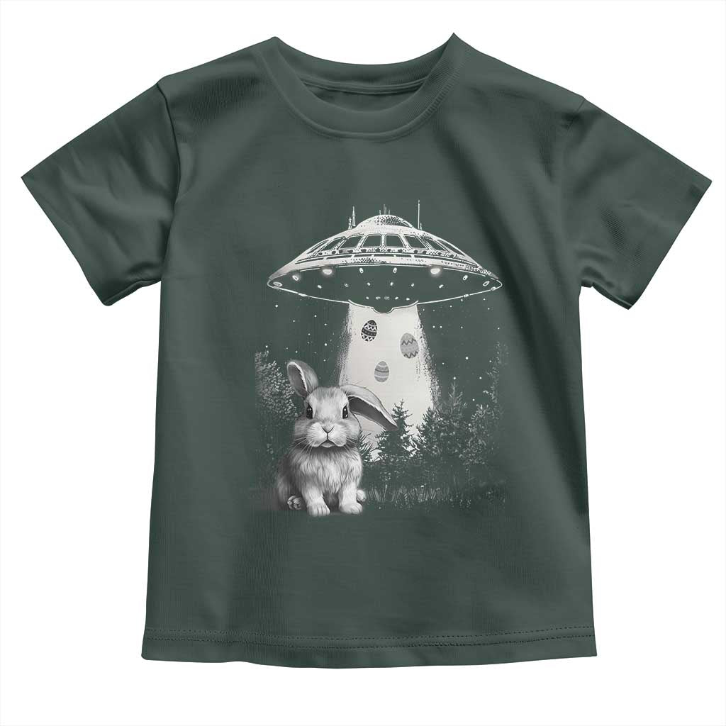 Funny Easter Day UFO Bunny Alien Eggs Toddler T Shirt TS11 Dark Forest Green Print Your Wear