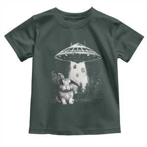 Funny Easter Day UFO Bunny Alien Eggs Toddler T Shirt TS11 Dark Forest Green Print Your Wear