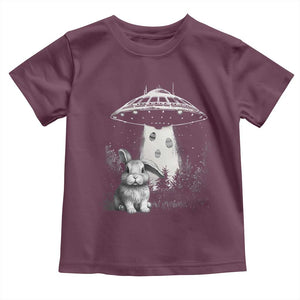 Funny Easter Day UFO Bunny Alien Eggs Toddler T Shirt TS11 Maroon Print Your Wear
