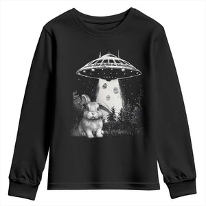 Funny Easter Day UFO Bunny Alien Eggs Youth Sweatshirt TS11 Black Print Your Wear