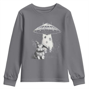 Funny Easter Day UFO Bunny Alien Eggs Youth Sweatshirt TS11 Charcoal Print Your Wear
