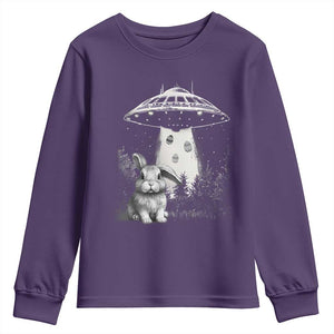 Funny Easter Day UFO Bunny Alien Eggs Youth Sweatshirt TS11 Purple Print Your Wear