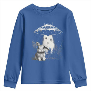 Funny Easter Day UFO Bunny Alien Eggs Youth Sweatshirt TS11 Royal Blue Print Your Wear