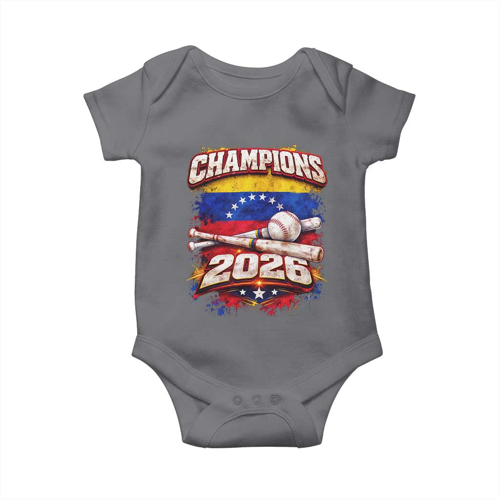Venezuela Champions 2026 Baseball Lover Venezuelan Flag Baby Onesie TS11 Charcoal Print Your Wear