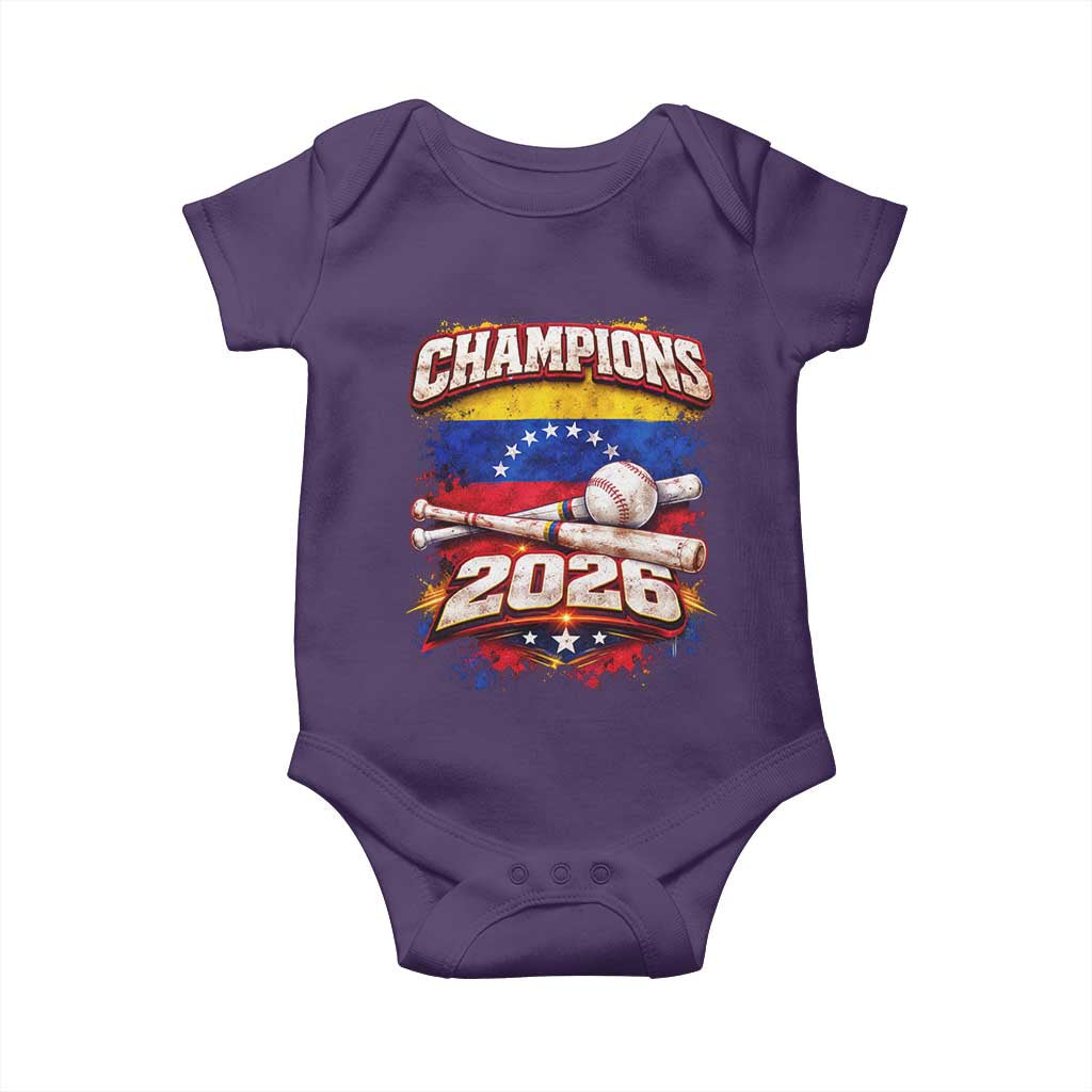 Venezuela Champions 2026 Baseball Lover Venezuelan Flag Baby Onesie TS11 Purple Print Your Wear