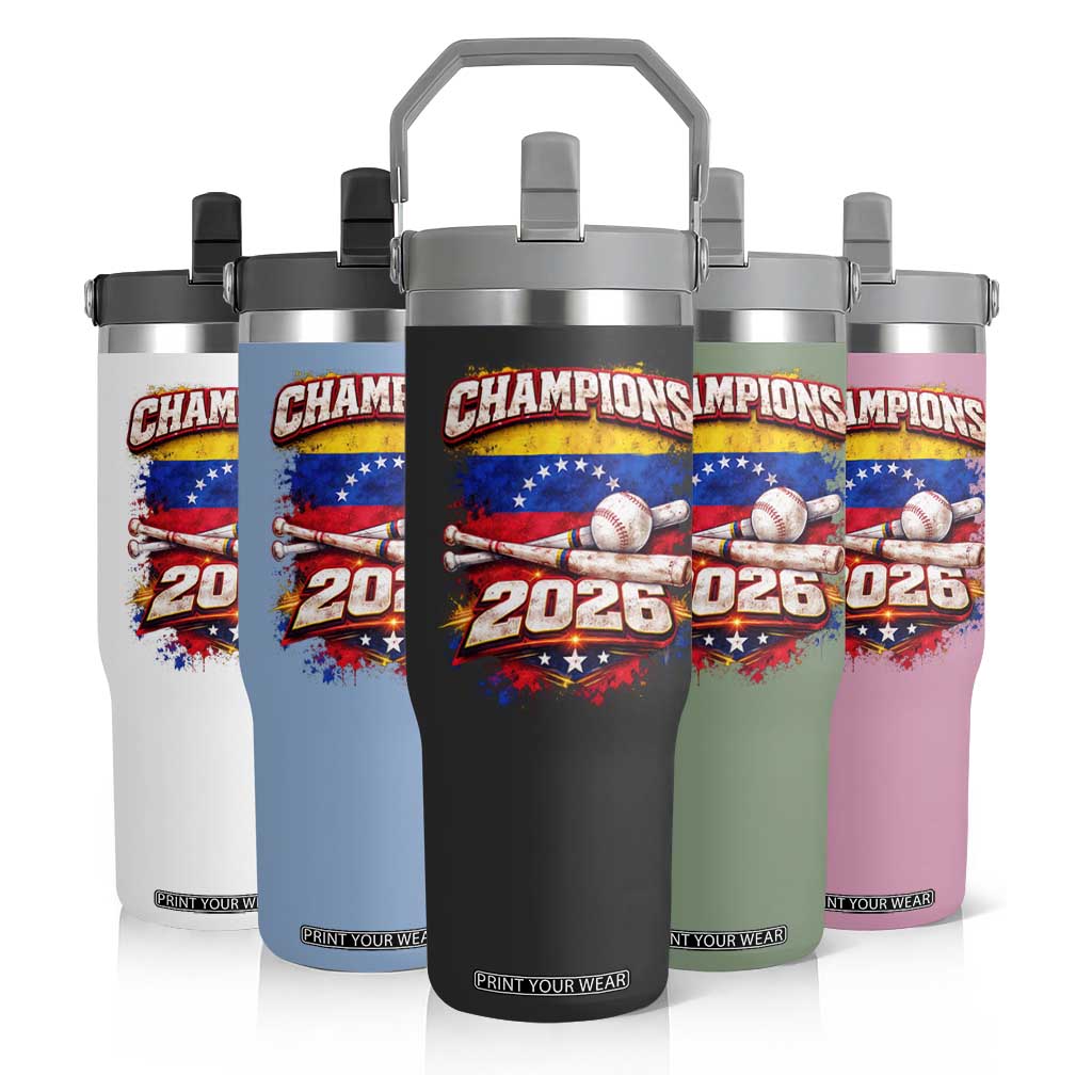 Venezuela Champions 2026 Baseball Lover Venezuelan Flag Flip Straw Tumbler TS11 Print Your Wear