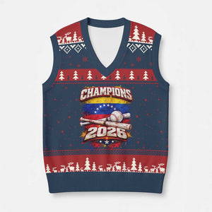 Venezuela Champions 2026 Baseball Lover Venezuelan Flag V-Neck Knit Sweater Vest TS11 Navy Red Print Your Wear