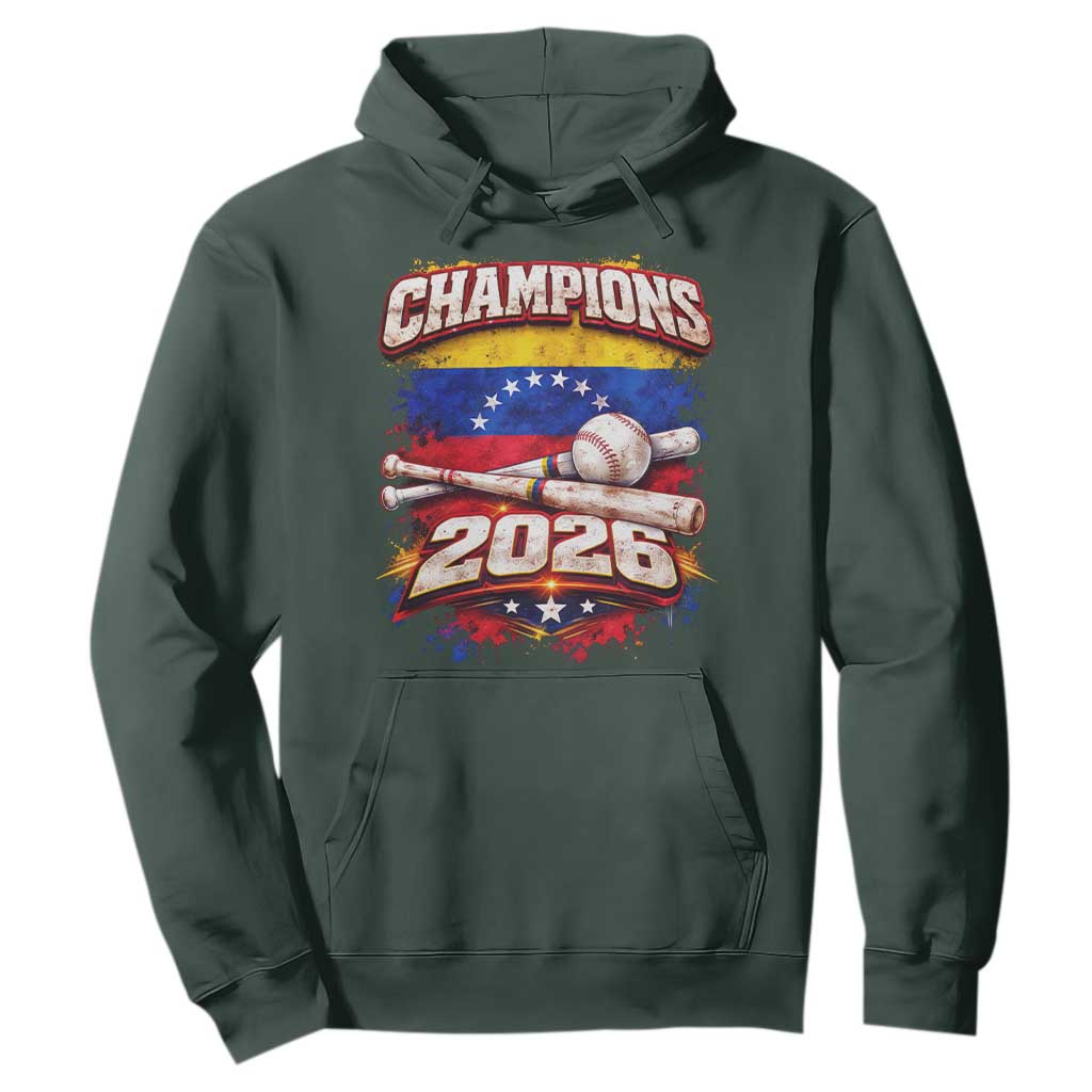 Venezuela Champions 2026 Baseball Lover Venezuelan Flag Hoodie TS11 Dark Forest Green Print Your Wear