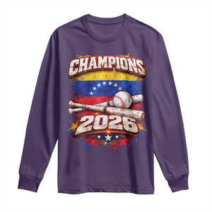 Venezuela Champions 2026 Baseball Lover Venezuelan Flag Long Sleeve Shirt TS11 Purple Print Your Wear