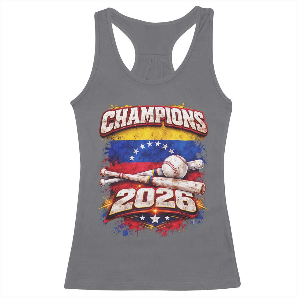 Venezuela Champions 2026 Baseball Lover Venezuelan Flag Racerback Tank Top TS11 Charcoal Print Your Wear