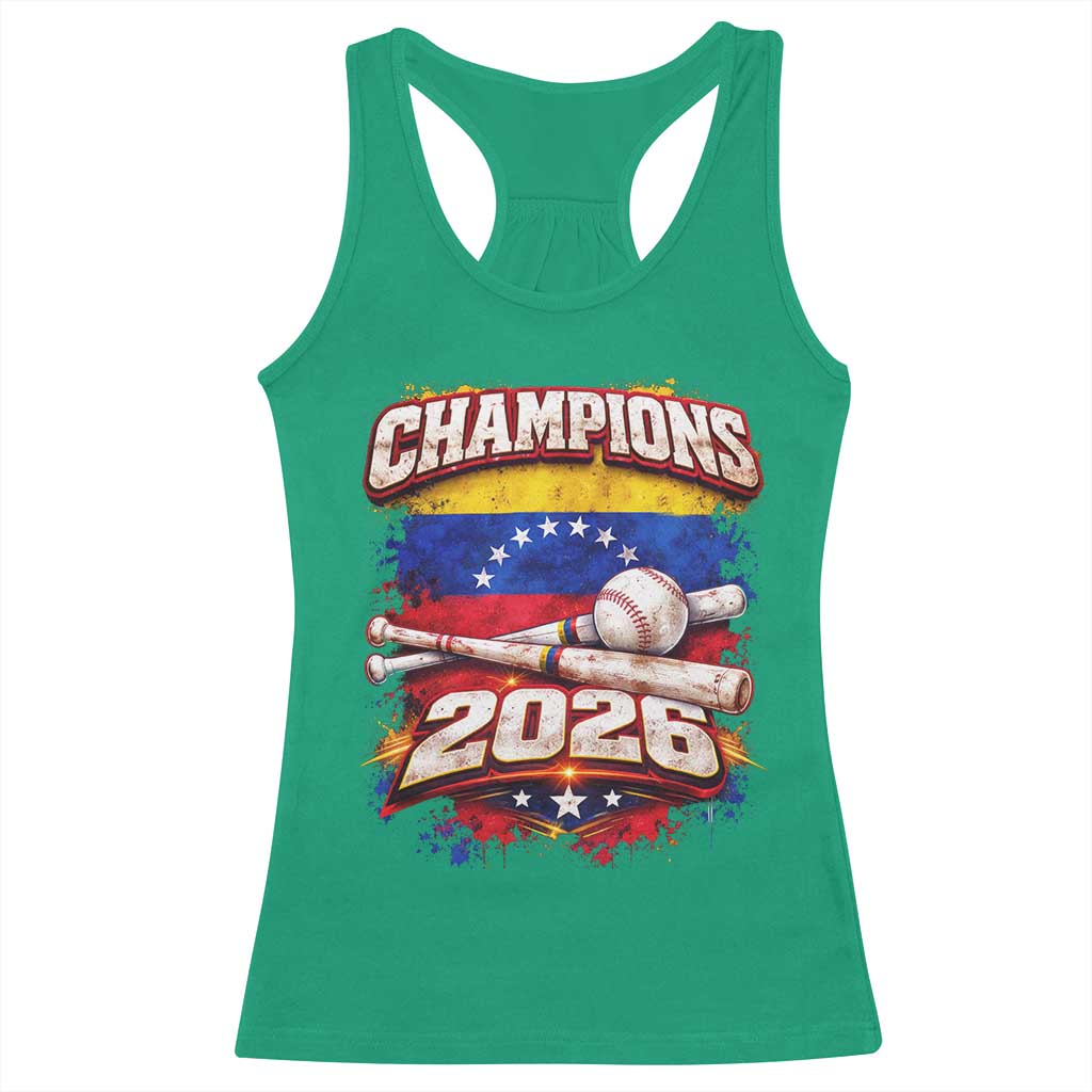 Venezuela Champions 2026 Baseball Lover Venezuelan Flag Racerback Tank Top TS11 Irish Green Print Your Wear