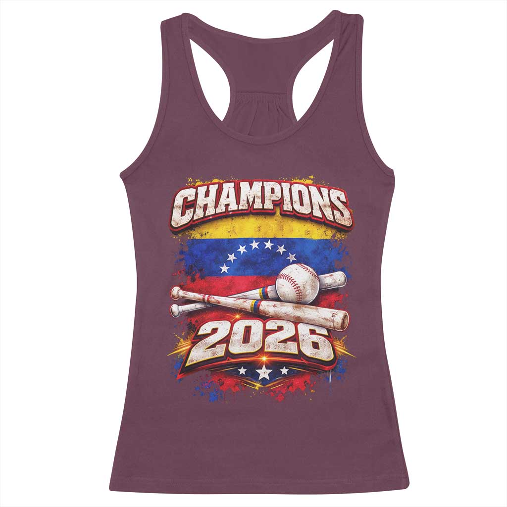 Venezuela Champions 2026 Baseball Lover Venezuelan Flag Racerback Tank Top TS11 Maroon Print Your Wear