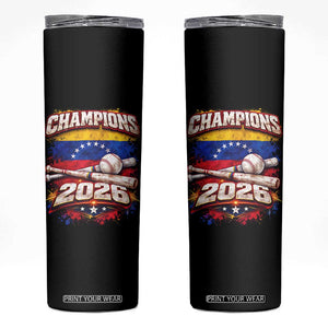 Venezuela Champions 2026 Baseball Lover Venezuelan Flag Skinny Tumbler TS11 Black Print Your Wear