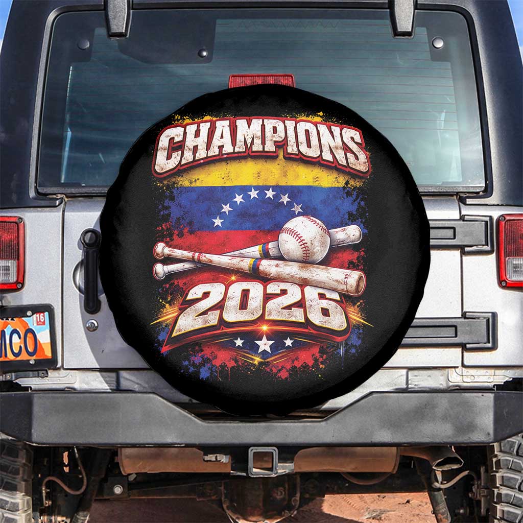 Venezuela Champions 2026 Baseball Lover Venezuelan Flag Spare Tire Cover TS11 No hole Black Print Your Wear