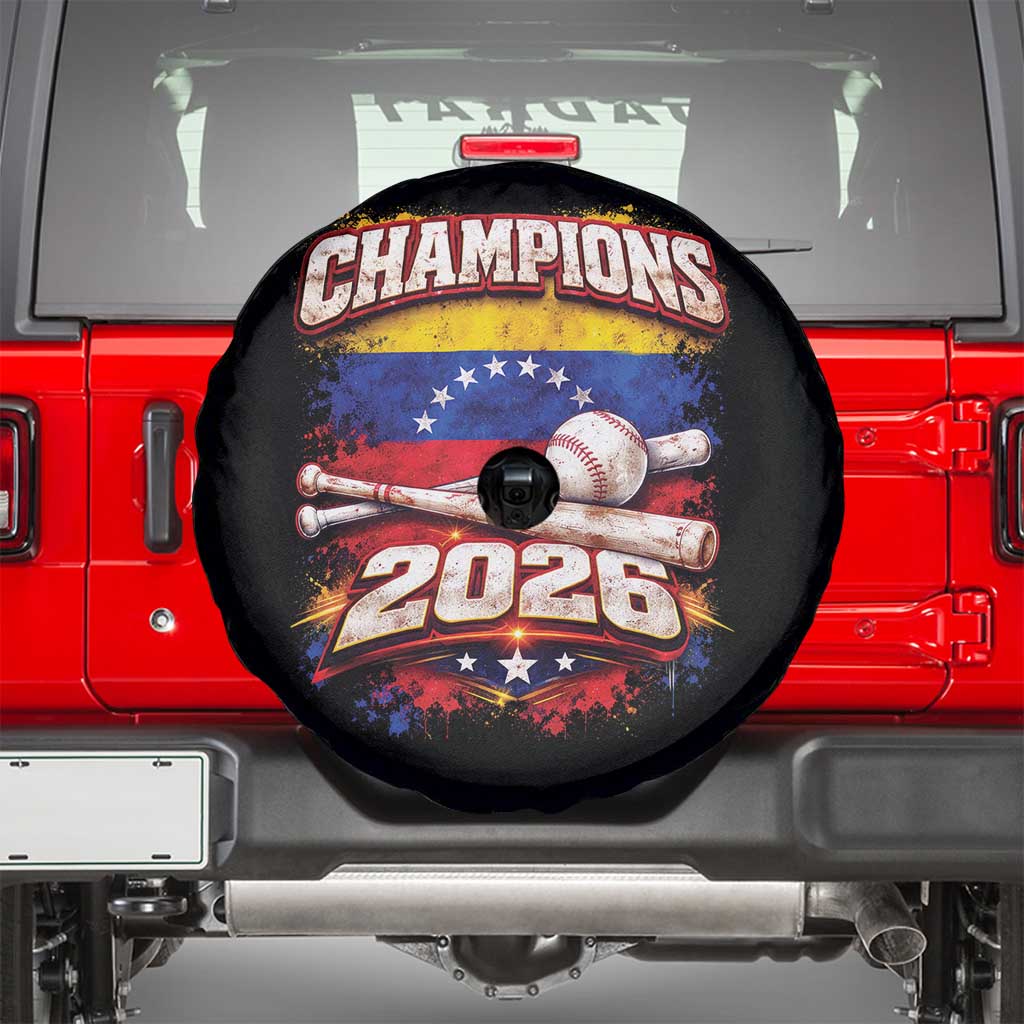 Venezuela Champions 2026 Baseball Lover Venezuelan Flag Spare Tire Cover TS11 Black Print Your Wear