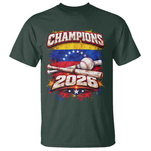 Venezuela Champions 2026 Baseball Lover Venezuelan Flag T Shirt TS11 Dark Forest Green Print Your Wear