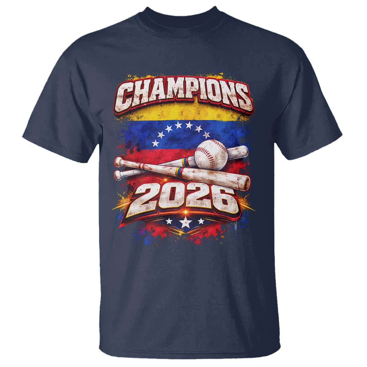 Venezuela Champions 2026 Baseball Lover Venezuelan Flag T Shirt TS11 Navy Print Your Wear