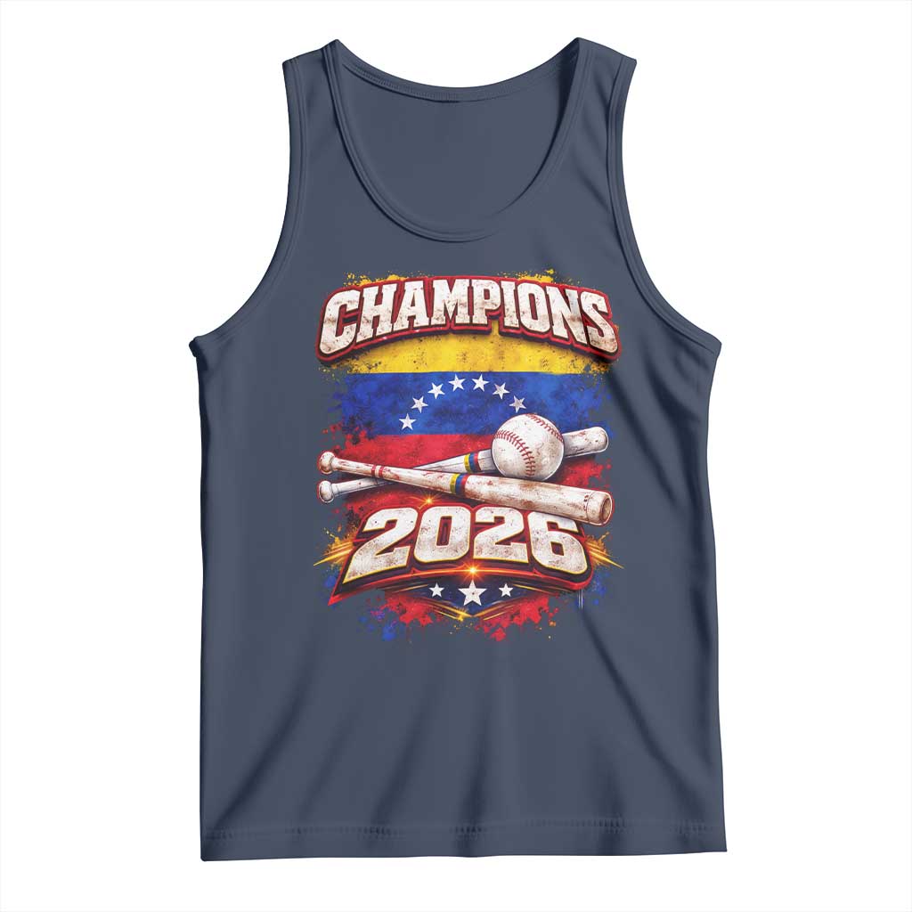 Venezuela Champions 2026 Baseball Lover Venezuelan Flag Tank Top TS11 Navy Print Your Wear