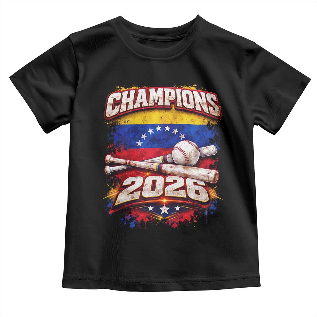Venezuela Champions 2026 Baseball Lover Venezuelan Flag Toddler T Shirt TS11 Black Print Your Wear