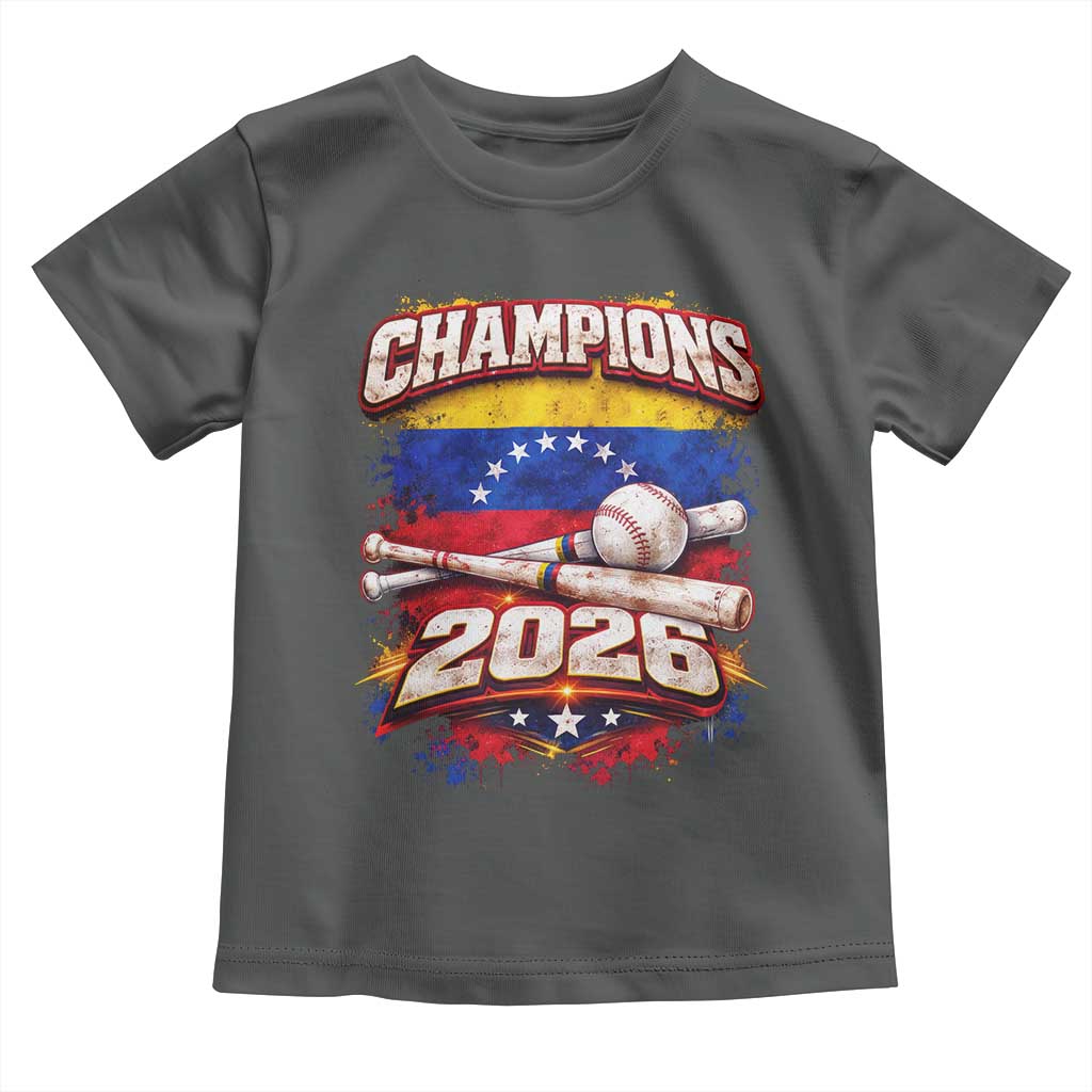 Venezuela Champions 2026 Baseball Lover Venezuelan Flag Toddler T Shirt TS11 Dark Heather Print Your Wear