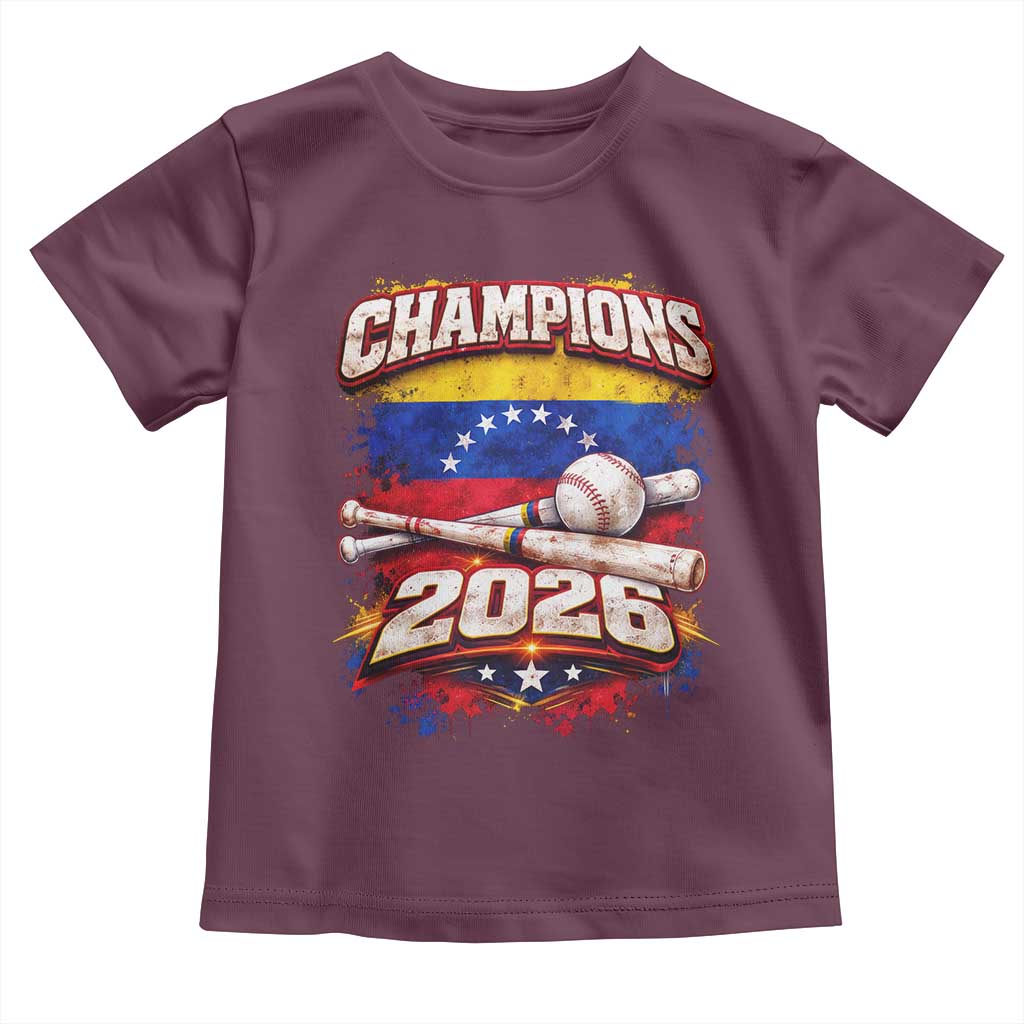 Venezuela Champions 2026 Baseball Lover Venezuelan Flag Toddler T Shirt TS11 Maroon Print Your Wear