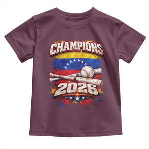 Venezuela Champions 2026 Baseball Lover Venezuelan Flag Toddler T Shirt TS11 Maroon Print Your Wear