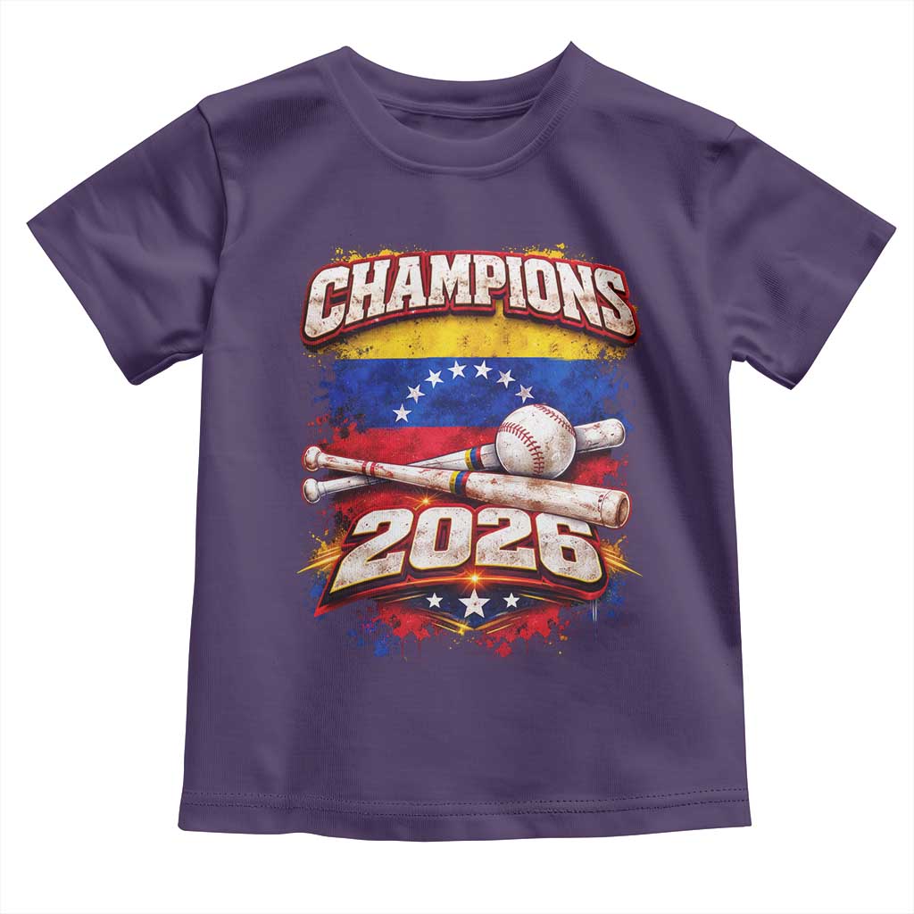 Venezuela Champions 2026 Baseball Lover Venezuelan Flag Toddler T Shirt TS11 Purple Print Your Wear