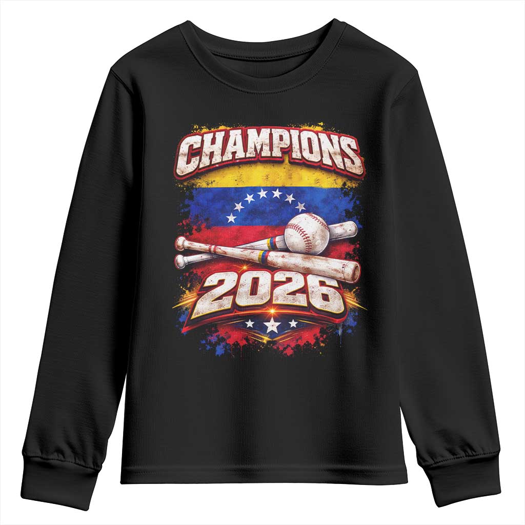 Venezuela Champions 2026 Baseball Lover Venezuelan Flag Youth Sweatshirt TS11 Black Print Your Wear