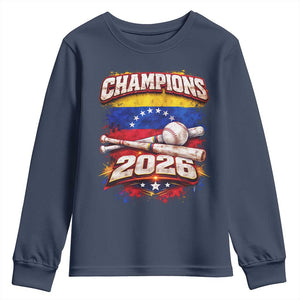 Venezuela Champions 2026 Baseball Lover Venezuelan Flag Youth Sweatshirt TS11 Navy Print Your Wear