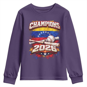 Venezuela Champions 2026 Baseball Lover Venezuelan Flag Youth Sweatshirt TS11 Purple Print Your Wear