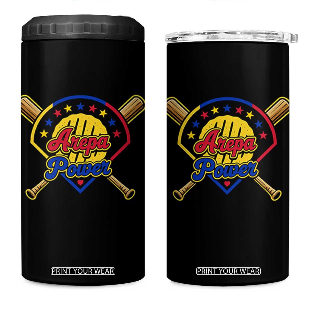 Arepa Power Venezuela Baseball Lover 4 in 1 Can Cooler Tumbler Venezuelan Pride TS11 One Size: 16 oz Black Print Your Wear