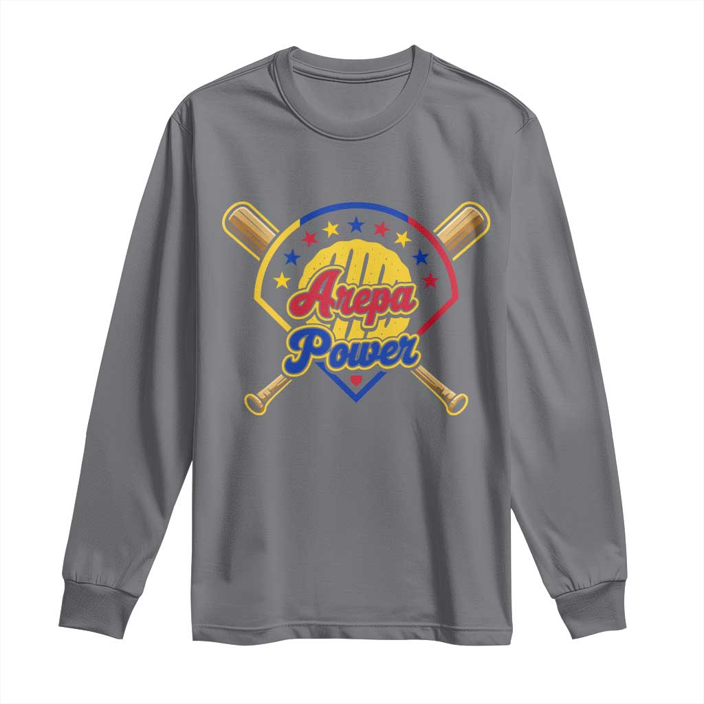 Arepa Power Venezuela Baseball Lover Long Sleeve Shirt Venezuelan Pride TS11 Charcoal Print Your Wear