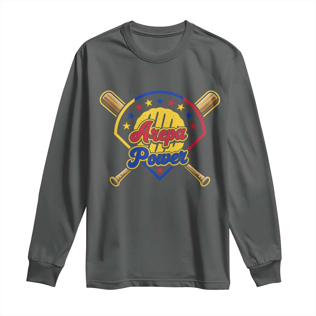 Arepa Power Venezuela Baseball Lover Long Sleeve Shirt Venezuelan Pride TS11 Dark Heather Print Your Wear