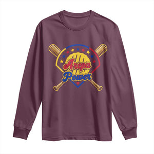Arepa Power Venezuela Baseball Lover Long Sleeve Shirt Venezuelan Pride TS11 Maroon Print Your Wear