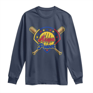 Arepa Power Venezuela Baseball Lover Long Sleeve Shirt Venezuelan Pride TS11 Navy Print Your Wear