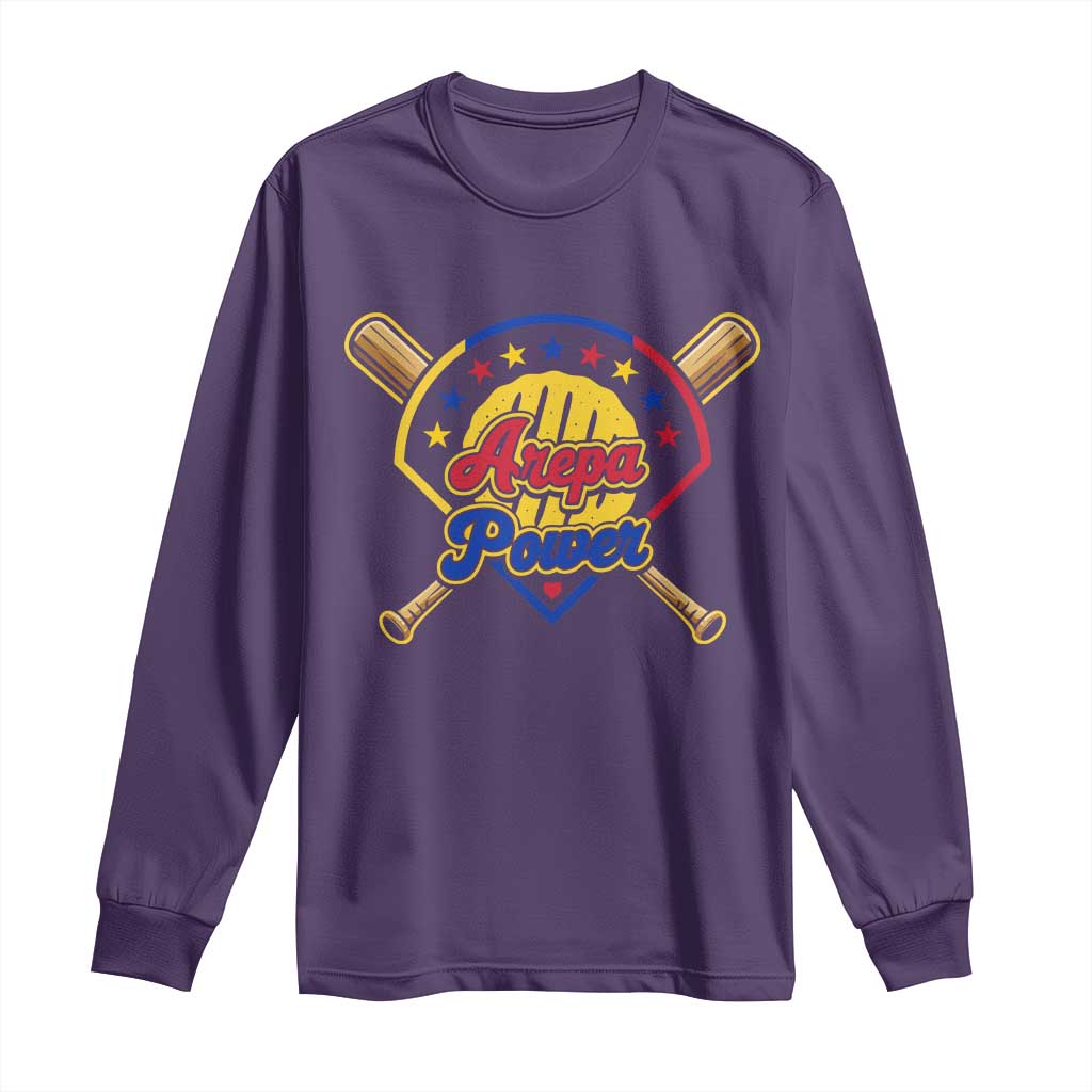 Arepa Power Venezuela Baseball Lover Long Sleeve Shirt Venezuelan Pride TS11 Purple Print Your Wear