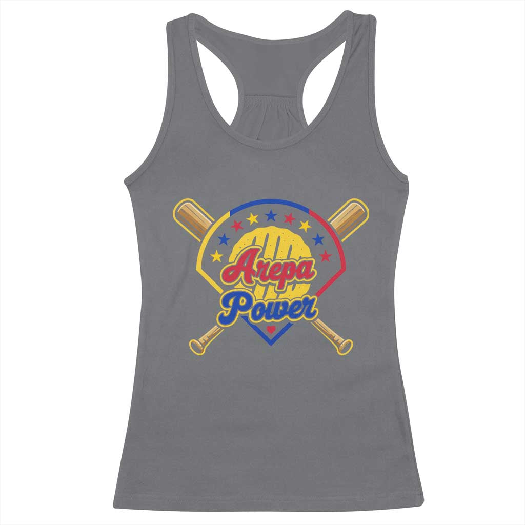 Arepa Power Venezuela Baseball Lover Racerback Tank Top Venezuelan Pride TS11 Charcoal Print Your Wear