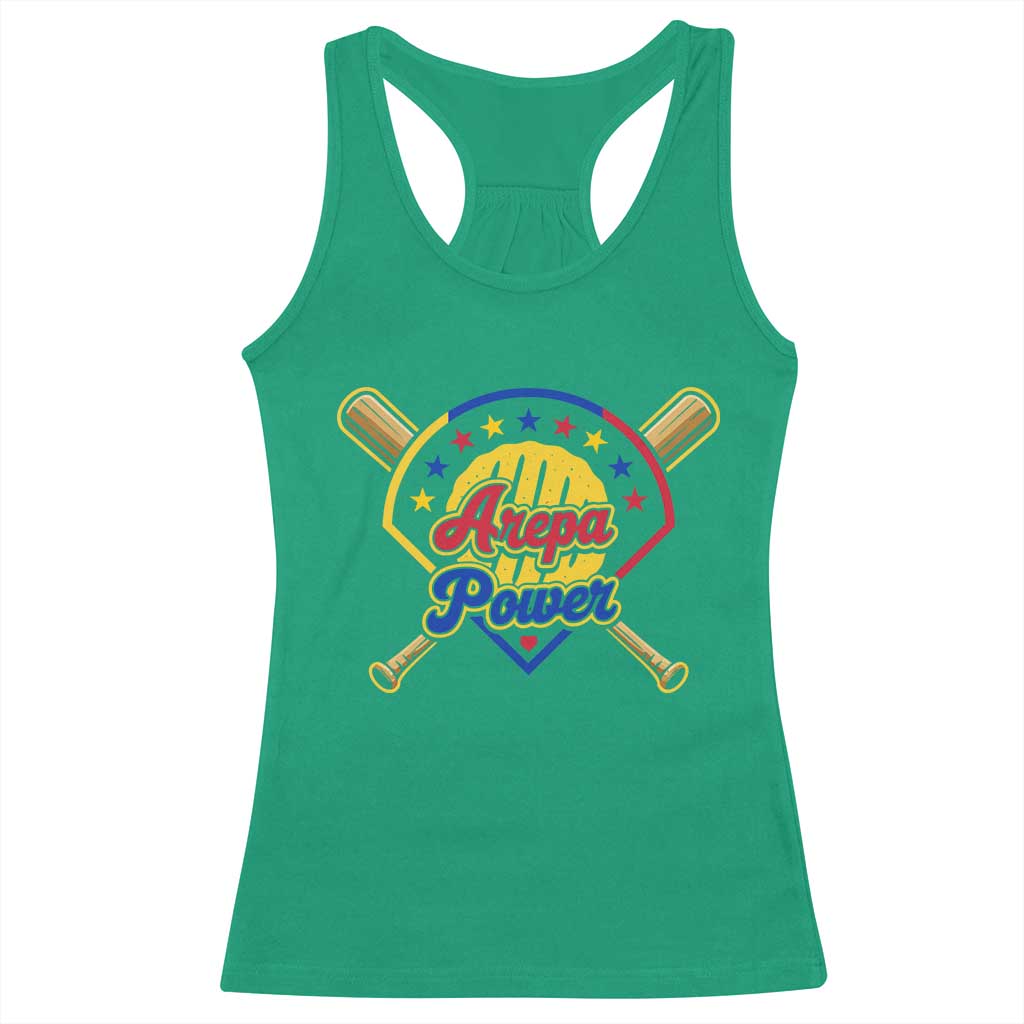 Arepa Power Venezuela Baseball Lover Racerback Tank Top Venezuelan Pride TS11 Irish Green Print Your Wear